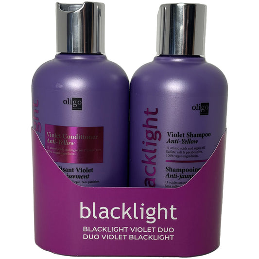 OLIGO BLACKLIGHT Duo Shampoing/revitalisant violet anti-jaunissement 250 ml.